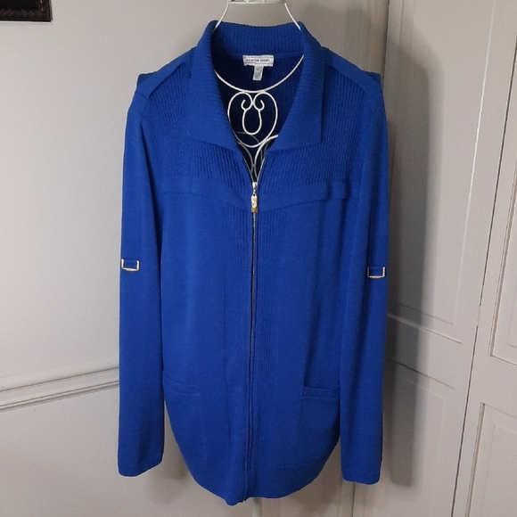 St. John Sport Royal Blue Cardigan Jacket - Picture 1 of 8